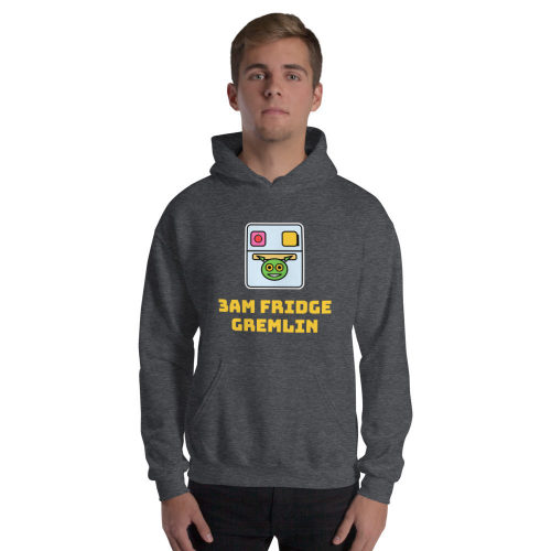 Dark Heather Hoodie: 3am Fridge Gremlin