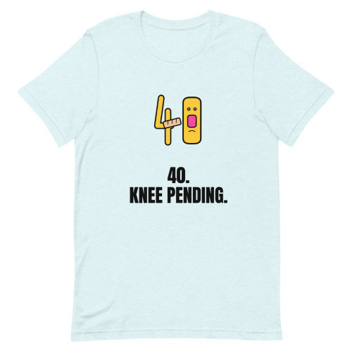 Heather Ice Blue T-shirt: 40. Knee Pending.